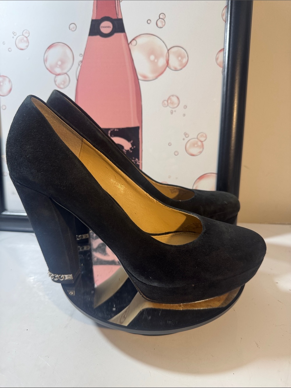Michael Kors Black Suede Platform Block Heel Pumps - Women’s Size 8M